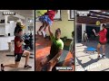 Football players training with their kids  cute moments