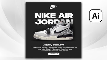How to make Nike Air Jordan Sneakers Shoe Poster Design in Illustrator