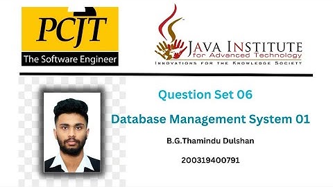 Question Set 06 | Database Management System | Java Institute