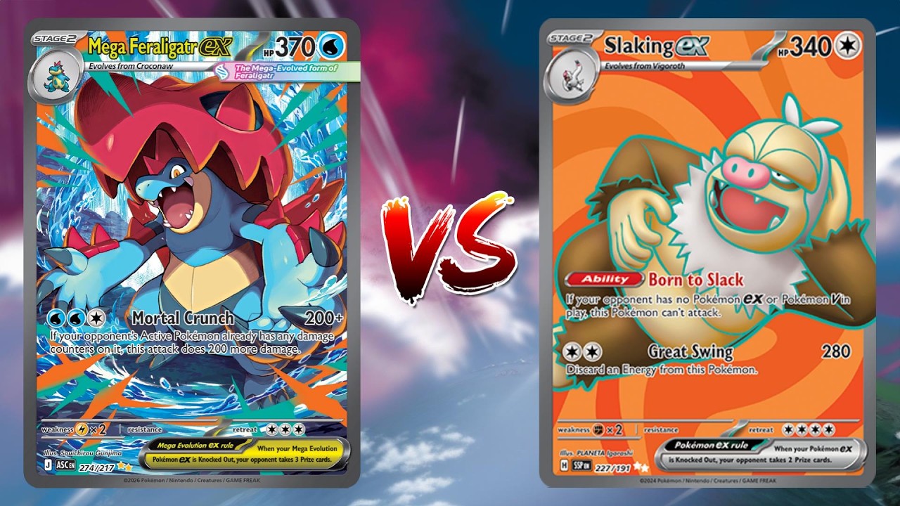 Pokemon TCG Live Mega Feraligatr EX Team Rocket's Golbat VS Slaking EX Ogerpon EX!!