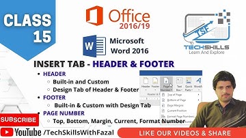 Insert Header, Footer, Page Number in Ms Word || MS Word 2016/19 || Insert Tab || Class 15 || Urdu