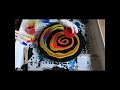 Acrylic pouring - Fluid Art - Caleidoscope - Dirty pout fluid art on a 44cm round wooden plate