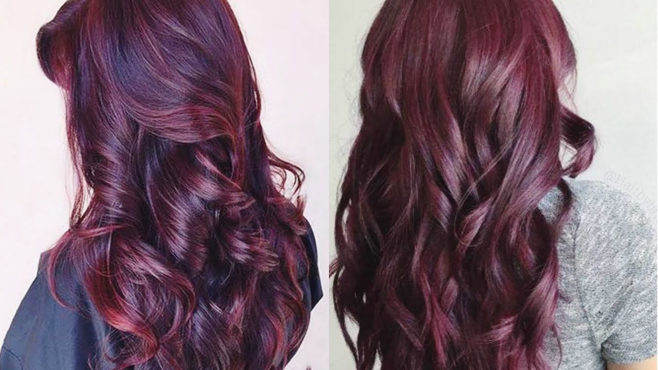 Вишневый цвет волос на темные волосы. Фиолетово бордовый цвет волос. Бардовофиолетовый цвет волос. Бордово коричневый цвет волос. Окрашивание волос с вишневым оттенком.