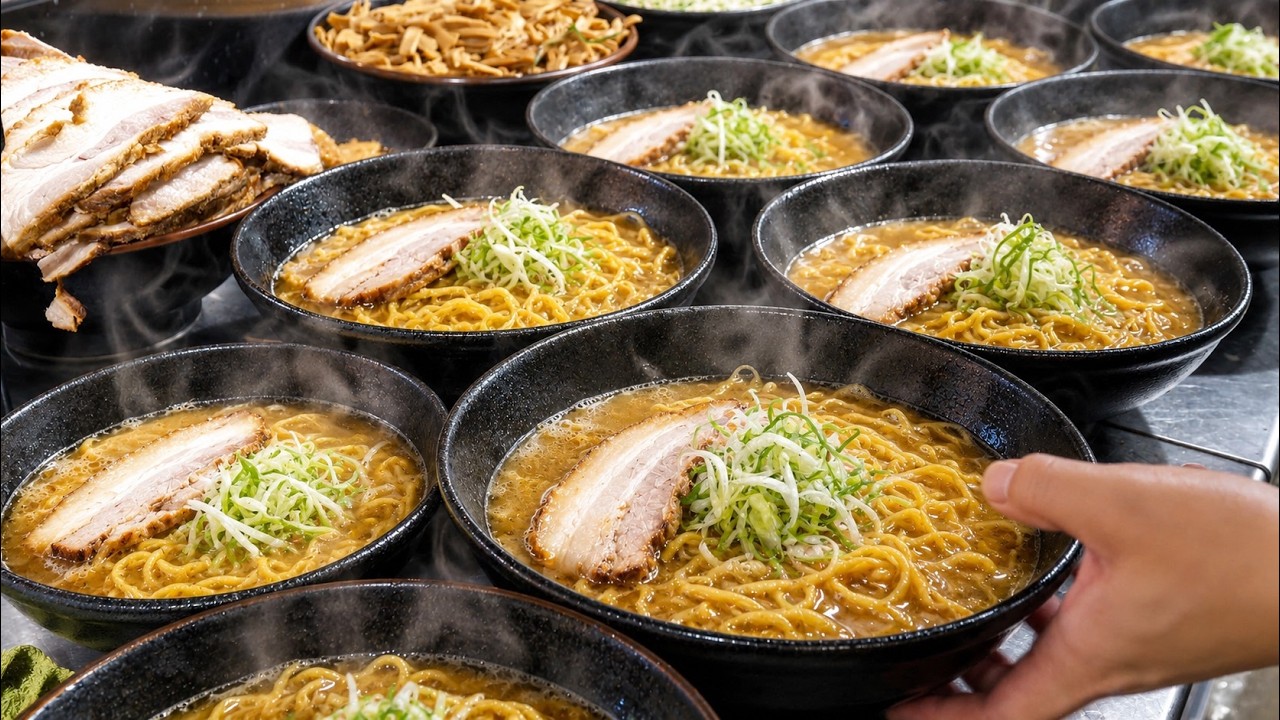 60kg of meat a day! This piled-high ramen made the white rice