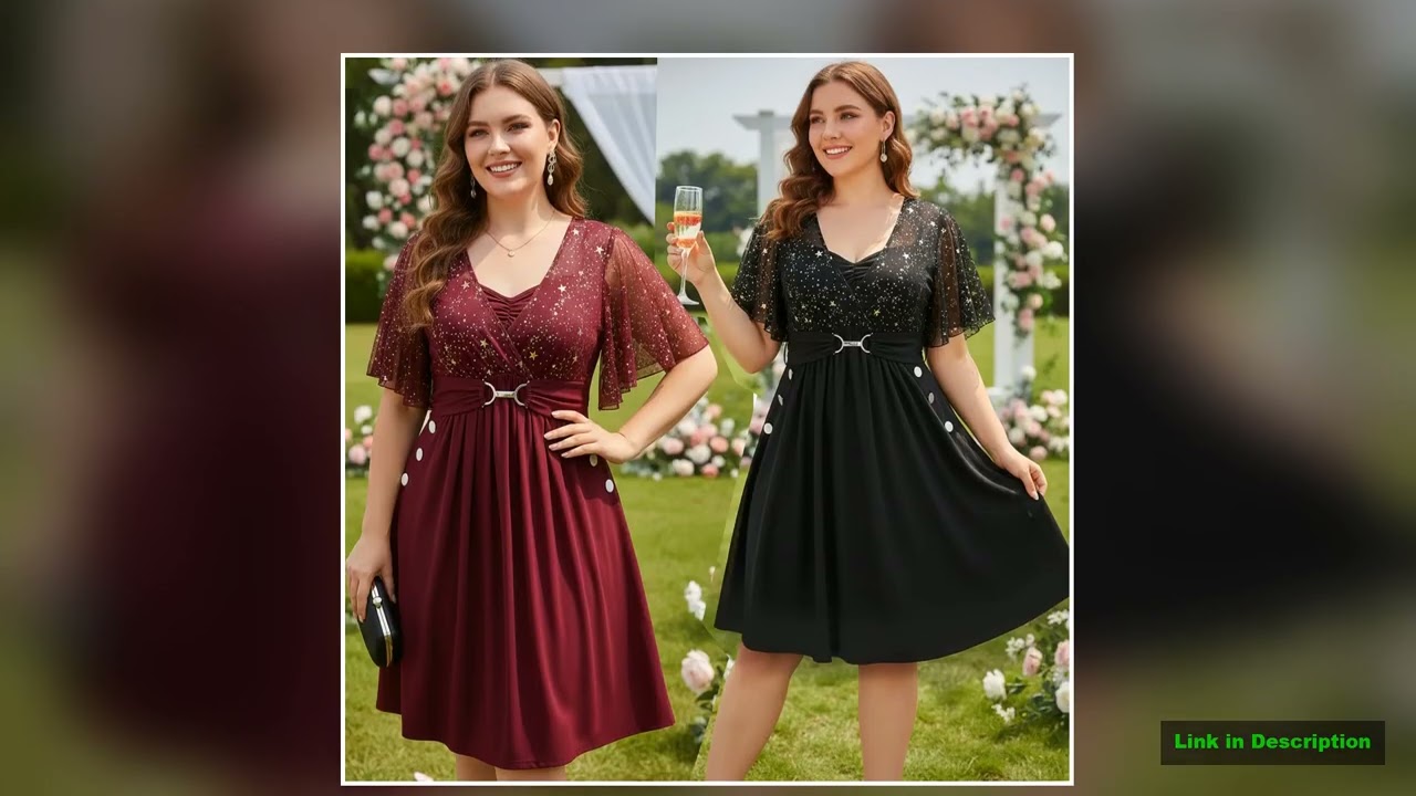 ROSEGAL Plus Size Stars Print Buckle Button Pockets Ruched Butterfly Sleeves Dress Deep Blue Women