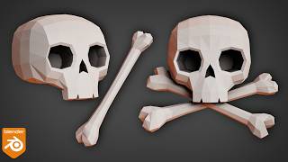 ☠️ How to Model a Low Poly Skull & Crossbones in Blender