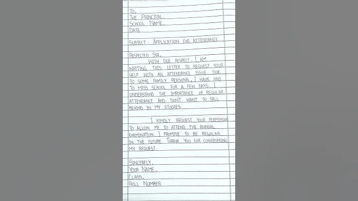 Application for Attendance Issue. #shorts #application #attendanceissue #principal