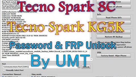 Teceno KG5K Frp Password unlock UMT Tecno spark 8c frp Password pattern unlock