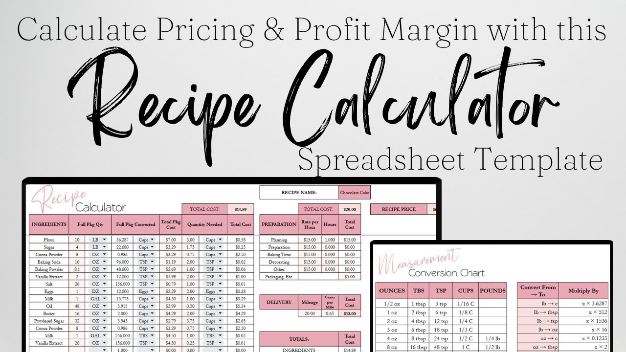 Recipe Calculator, Recipe Pricing Guide, Cost Calculator, Recipe Calculation for Beginners Price