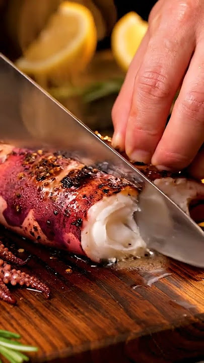 Super Hot Roasted Squid 🔥 Knife Cutting ASMR #shorts