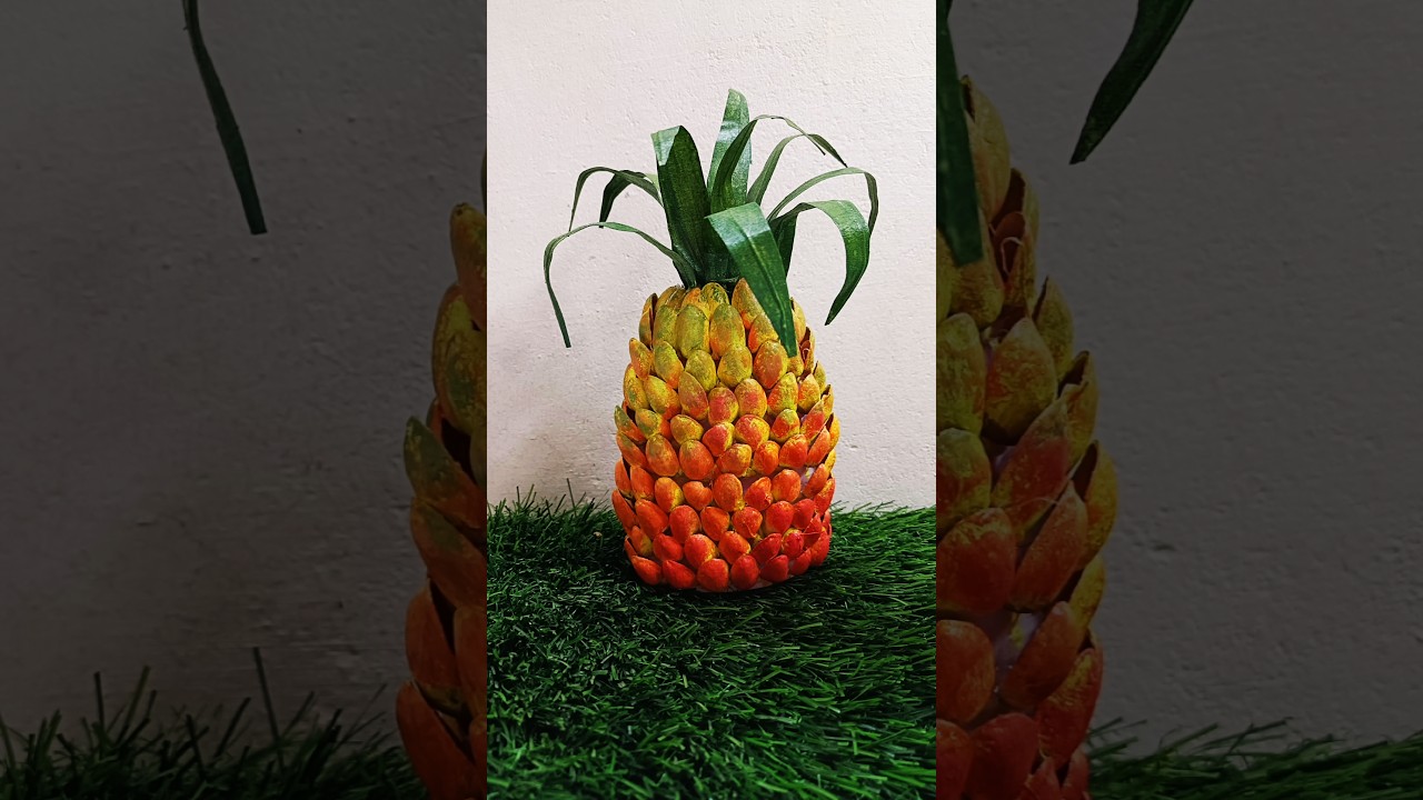 DIY Pineapple Craft Using pistachio Shells 