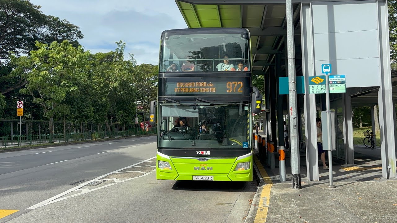SMRT Buses MAN ND323F A95 (Batch 4) SG6020R on Service 972 departing Bus Stop 40239