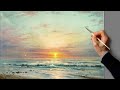 Oil Landscape Painting - Sea Sunset / Easy Art / Морской пейзаж маслом. Уроки рисования. Живопись