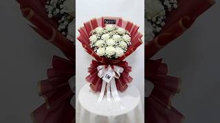 buket bunga mawar putih kado wisuda