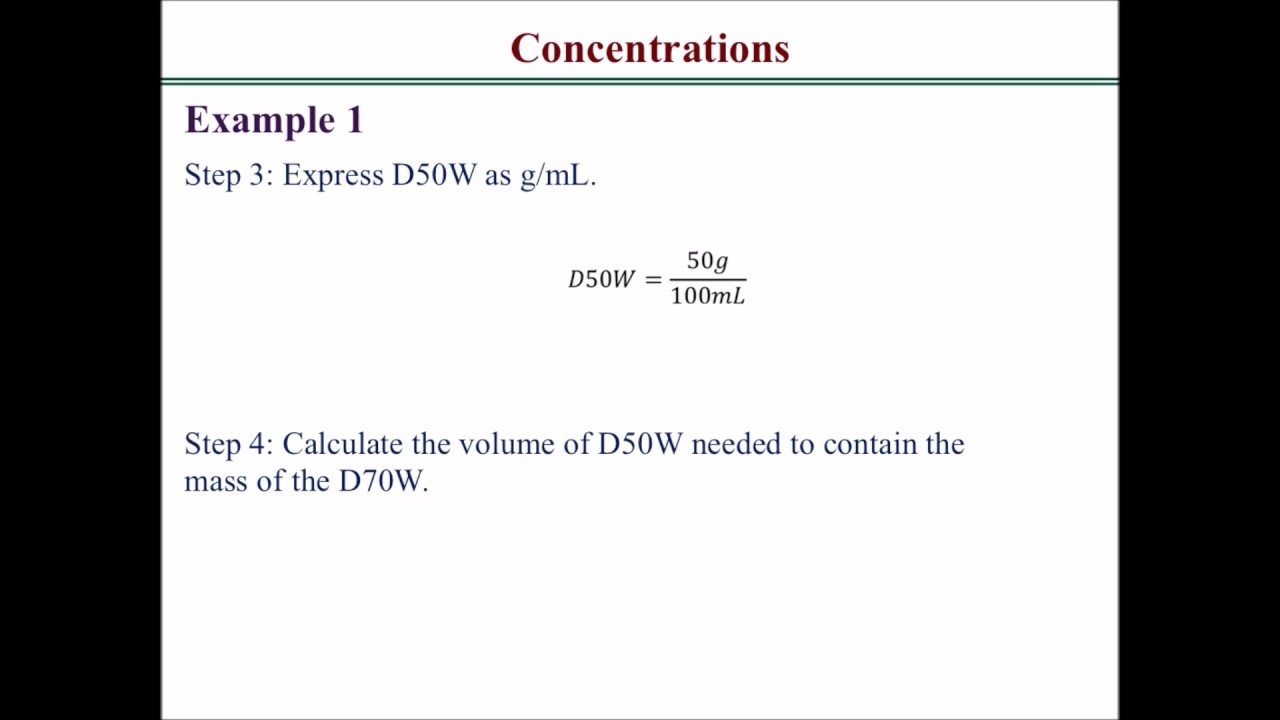 dilution concentration calculation problems