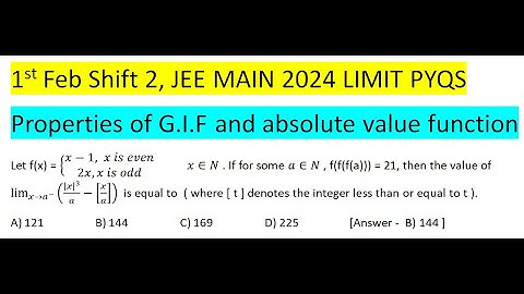 Let f(x) = {(x-1,x is even @2x,x is odd )┤    If  a∈N , f(f(f(a))) = 21,  lim┬(x→a^- )⁡(〖|x|〗^3/a-[
