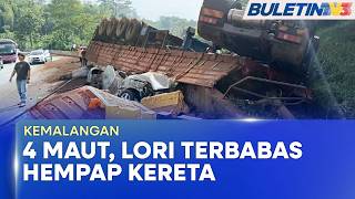 KEMALANGAN | Empat Termasuk Bayi Maut, Lori Terbabas Hempap Kereta (BU)