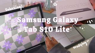 unboxing samsung galaxy tab S10 lite + customisation🪻🍀 | ASMR study/artist vlog📝