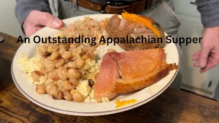 Supper  The BEST Ham Steak, Sweet Taters, Beans, Cornbread, Canned Coleslaw & Pumpkin Roll