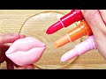 Satisfying Slime Coloring with Makeup! Mixing 3 Fruits Lipsticks & Lip Shaped Lip Balm into Slime!