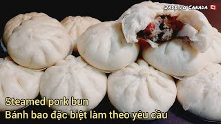 🇨🇦 Tự pha bột bánh bao, trắng mềm phồng xốp. steamed pork bun [eng sub].