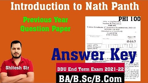 Introduction  to Nath Panth | Answer Key | DDU End Term Exam 2021-22 | BA, B.Sc, B.Com