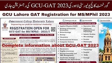 GCU-GAT Registration 2023 || GCU GAT MS/Mphil test || Complete information about GCU-GAT test 2023