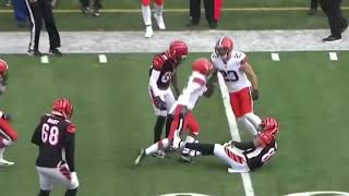 Denzel Ward Crazy Sliding Tackle on Tyler Boyd