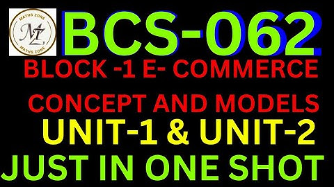 BCS-062 | BCS062 IGNOU  BCA | E-COMMERCE BLOCK-1 UNIT-1 & 2 | UNIT 1 & 2 IN ONE SHOT | BCA 6TH SEM.