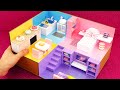 DIY Miniature Cardboard House #34  rainbow bathroom, kitchen, bedroom, living room for a family