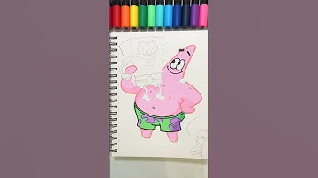 Drawing PATRICK STAR with Posca Markers! #shorts #spongebob #patrickstar #poscamarkers #posca