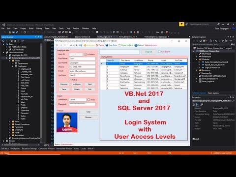 VB.Net and SQL Server 2017 : Login System with User Access Levels