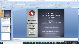 Compiler Design Lab(CS 502P) Session 2 on 28.01.2022