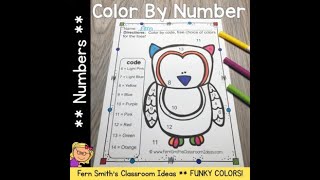 Color By Numbers Funky Kindergarten Know Your Numbers Funky Owls