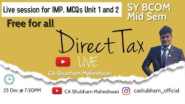 EDT IMP MCQs  SY Bcom by CA Shubham Maheshwari
