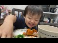 dinner! Hamburg steak, boiled pumpkin, broccoli, rice👶❤夜ご飯!ハンバーグ、カボチャの煮物、ブロッコリー、ご飯👶❤