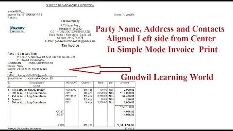 Tally TDL for Party name, Address and Contact Details to Left Alignment in Simple mode invoice Print