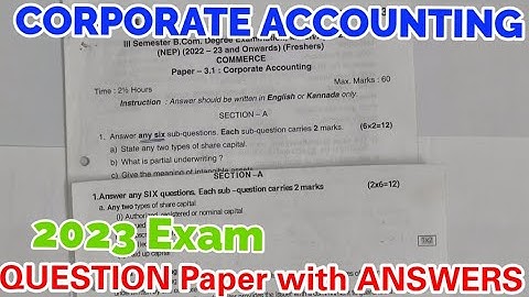 Corporate Accounting 2023 Question Paper with Answers BCOM