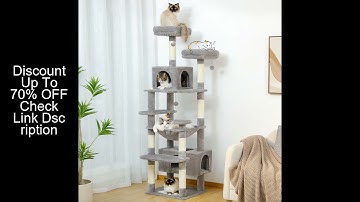 Sturdy Multi-Level Cat Tree Tower with Natural Sisal Scratching Posts,Cozy Hammock&Condo, Large Top