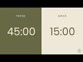 45 15 Pomodoro Timer 4 X 45 Min Focus Study Reflection Productivity 