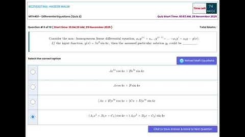 MTH401 - Differential Equations (Quiz 2) 💯 Percent Correct Paid Whatsapp 03426692724