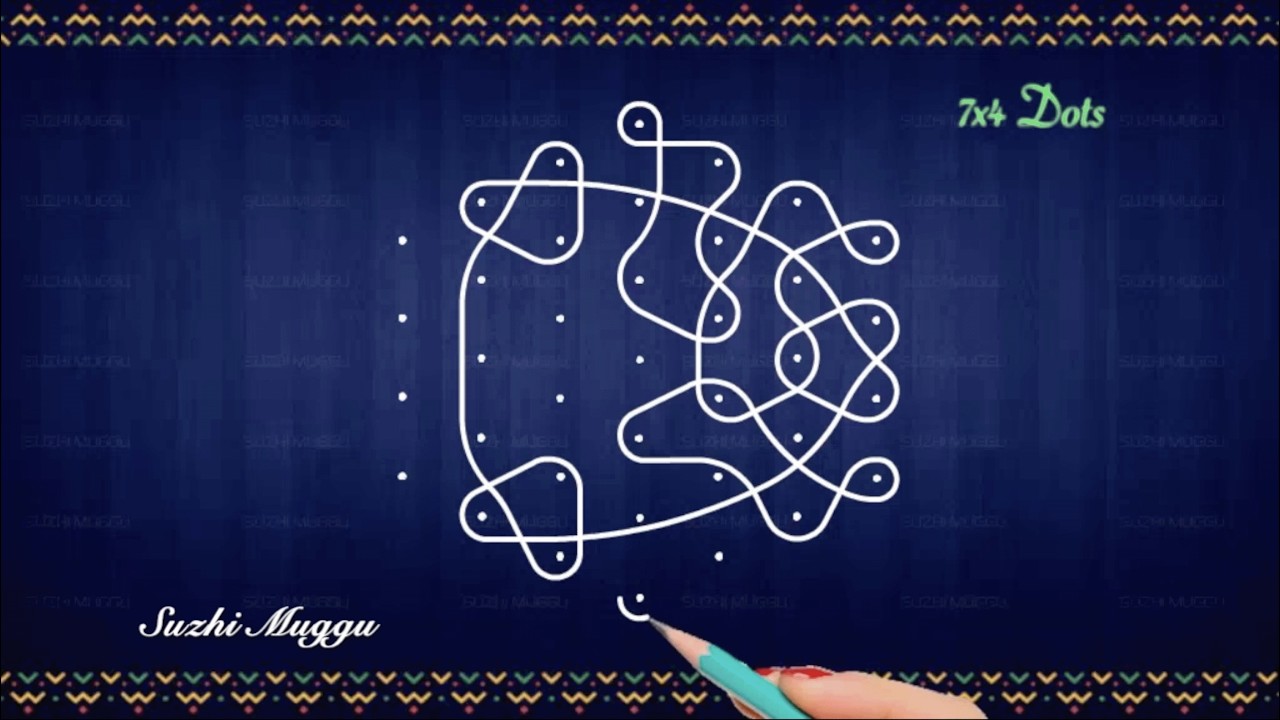 7x4 dots masi madha special sikku kolam | kambi kolam | Neli kolam | Melikala muggulu | muggulu