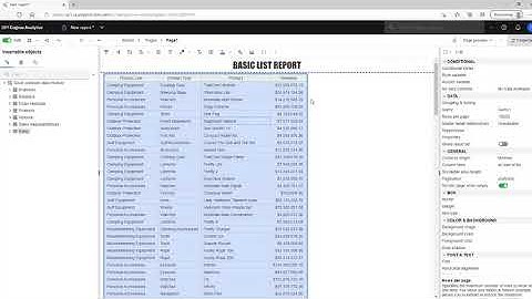 IBM Cognos Analytics 11.2 BASIC LIST REPORT DEMO