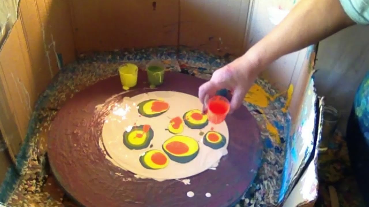 ACRYLIC PAINT POUR  using a mallet smash technique