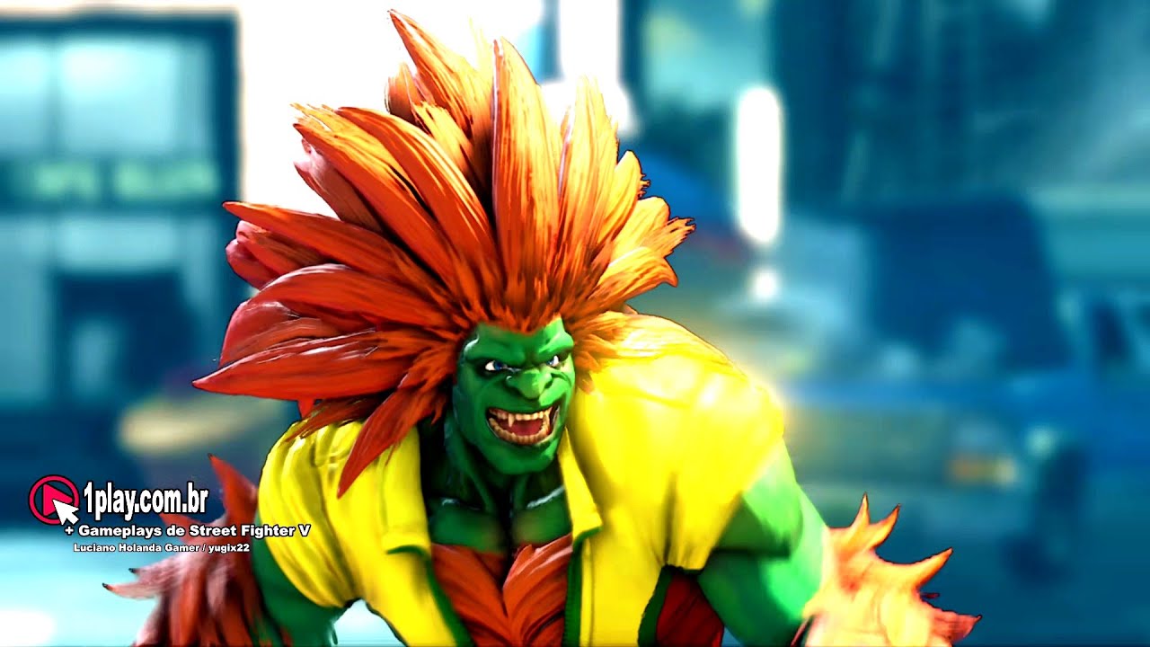 Street Fighter V! Blanka (Electricity Fighter) vs. Alex (Professional Wrestler) City in Chaos Stage!