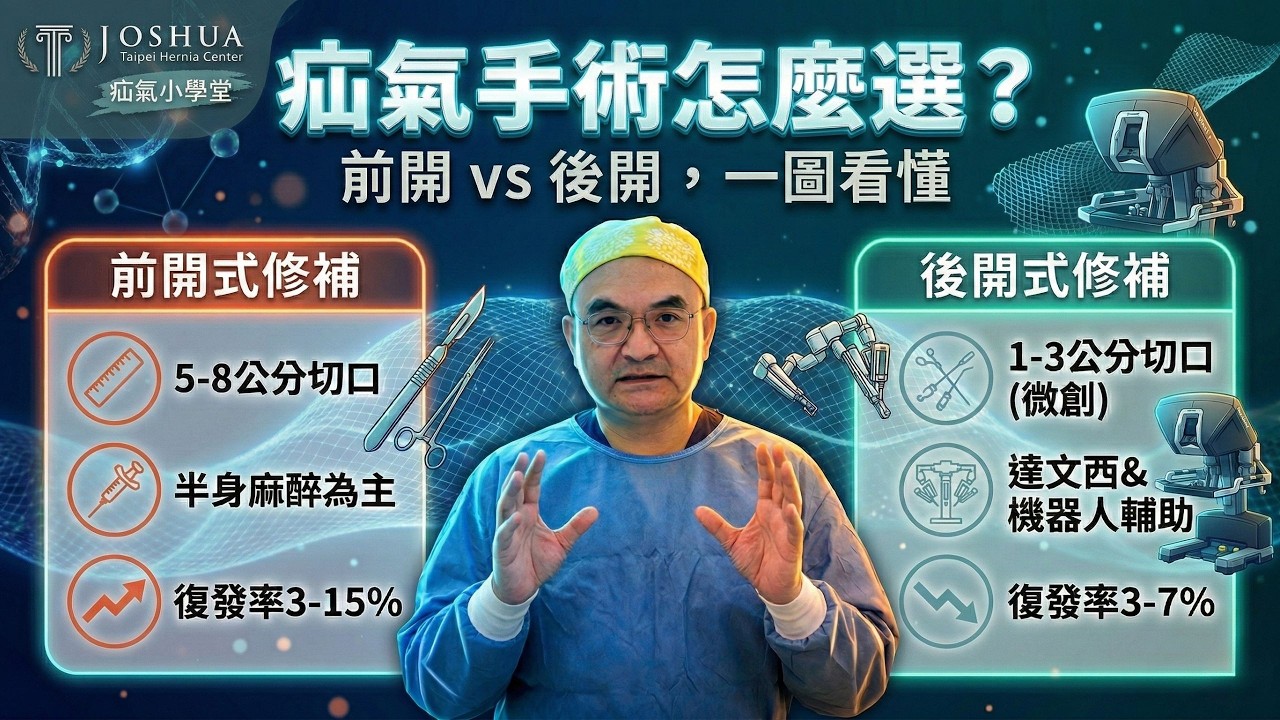 疝氣手術怎麼選?前開 vs. 後開,傷口、復發率與麻醉方式 縮圖