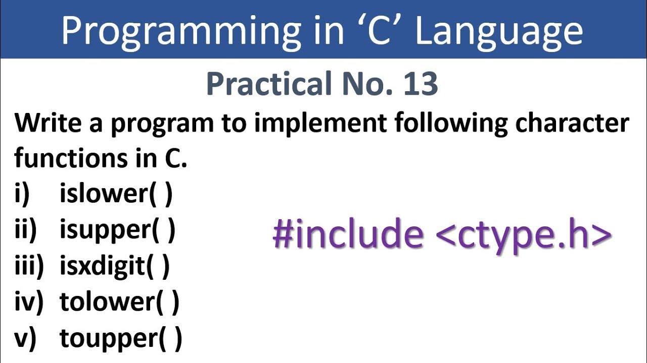 C Programming-Character Library functions in ctype.h - YouTube