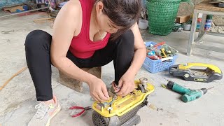 Repair mini car washing machine with broken copper coil