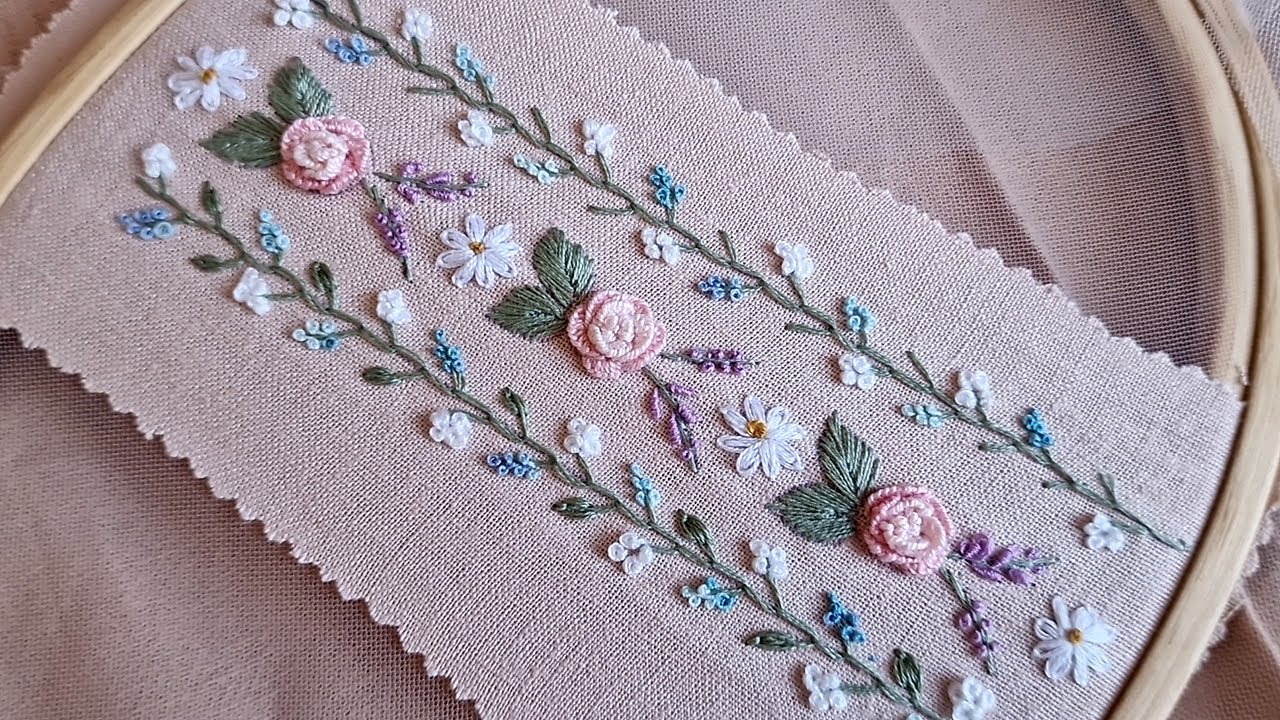 How to Make Beautiful Flower Line Embroidery