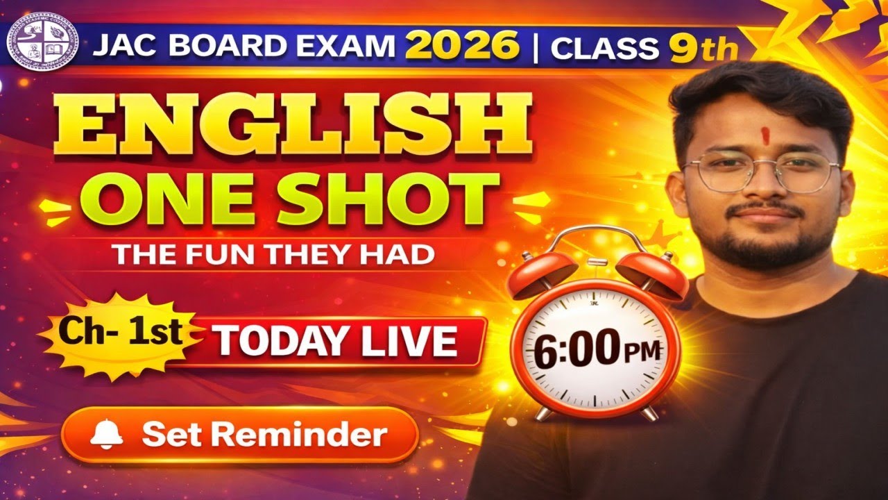 English One Shot Class 9th | The Fun They Had | JAC Board Exam 2026 | Ch-1 Live Class